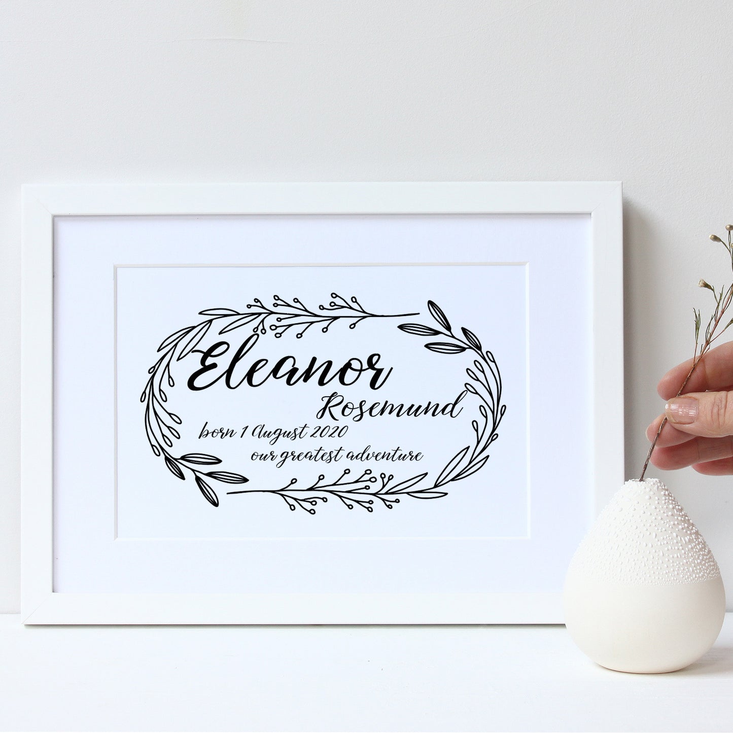 Personalised New Baby Vintage Framed Print