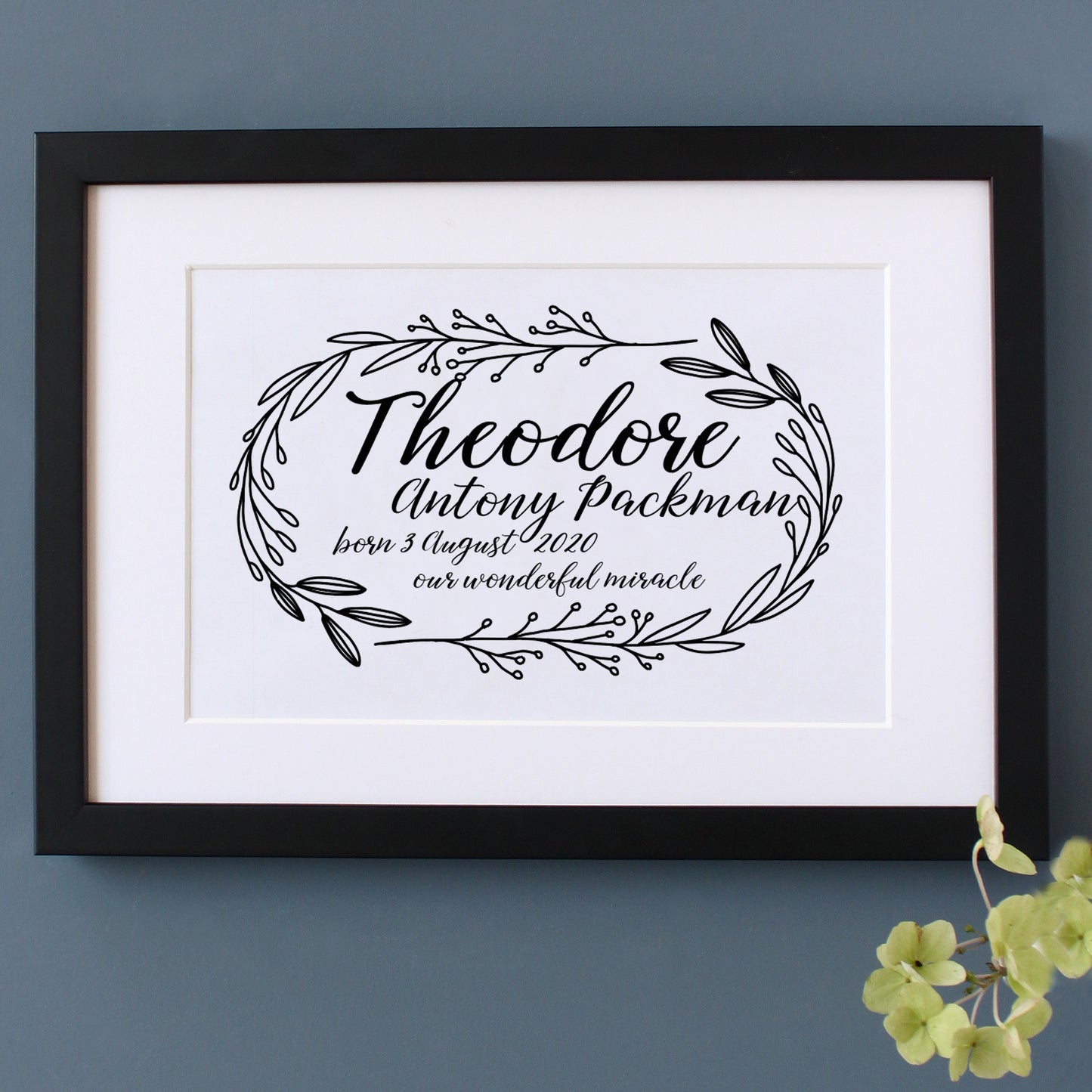 Personalised New Baby Vintage Framed Print