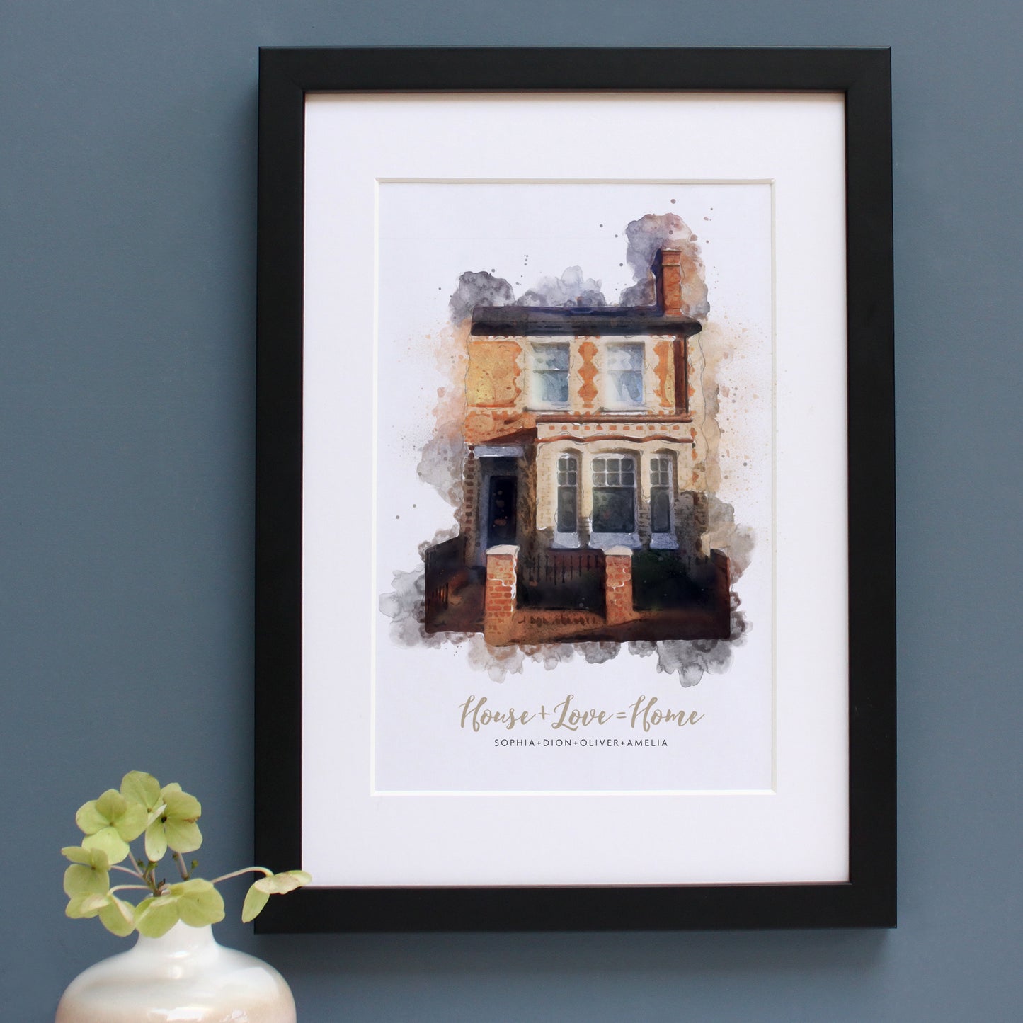 watercolour illustration of a victorian home