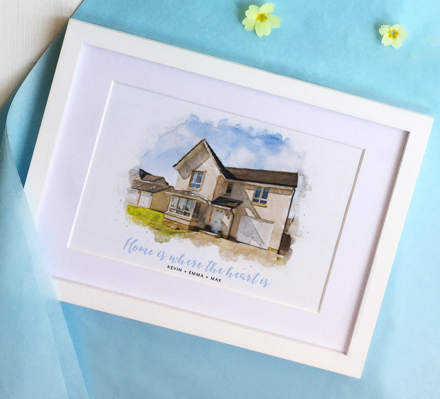 Personalised Watercolour New Home Framed Print