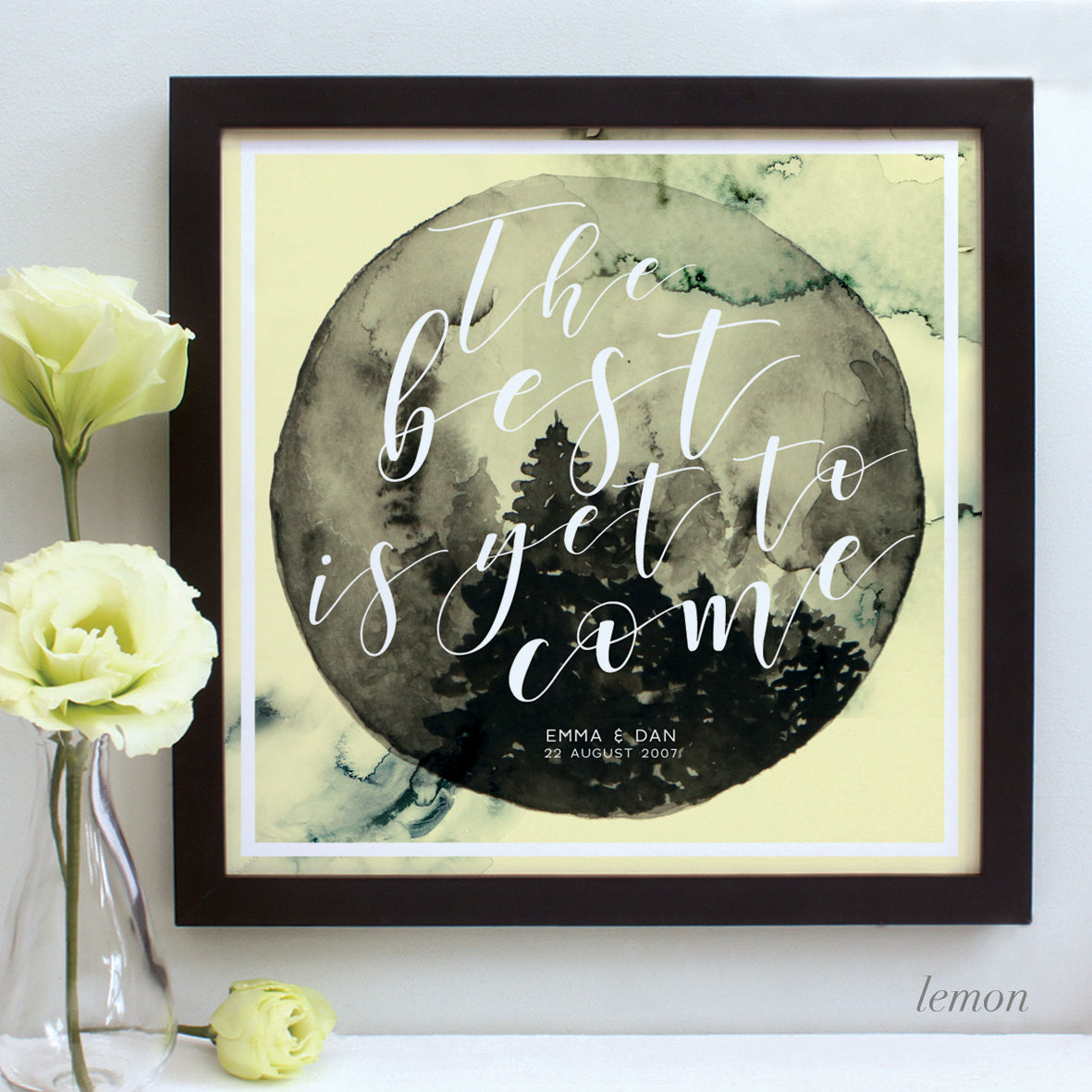 lemon custom anniversary print, black frame
