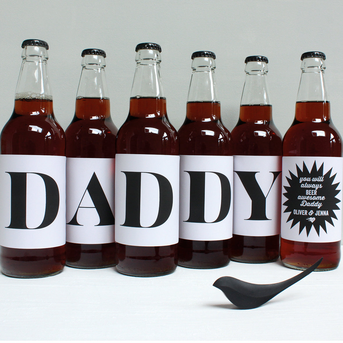 personalised black daddy beer labels