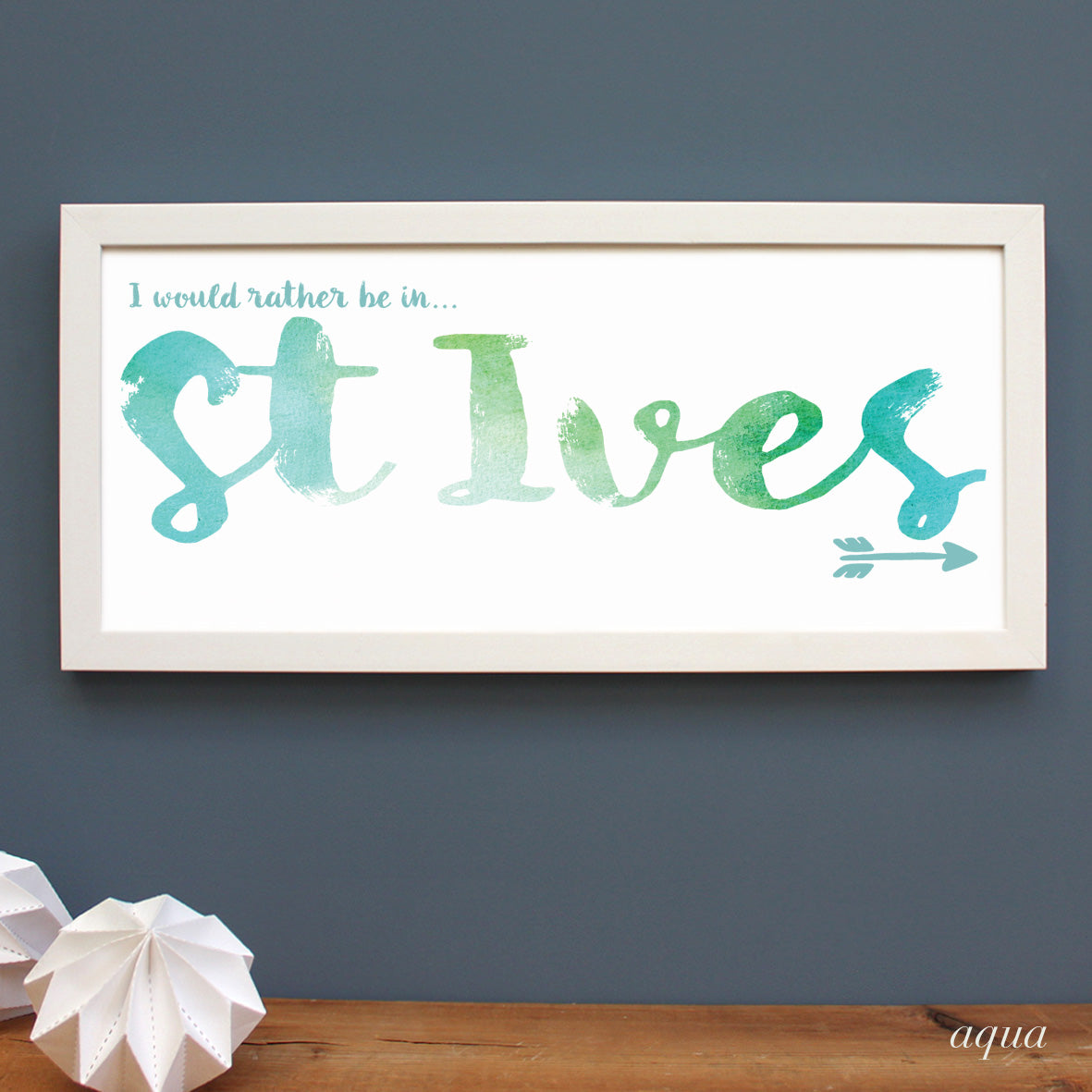 personalised St. Ives print, white frame