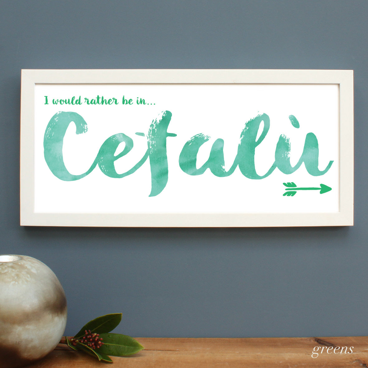 personalised cefalu print, white frame