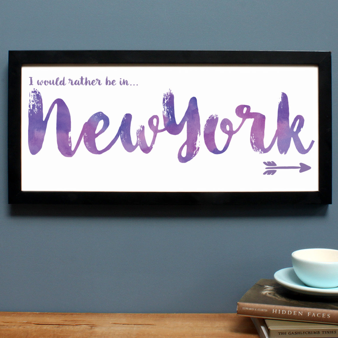 personalised new york print, black frame