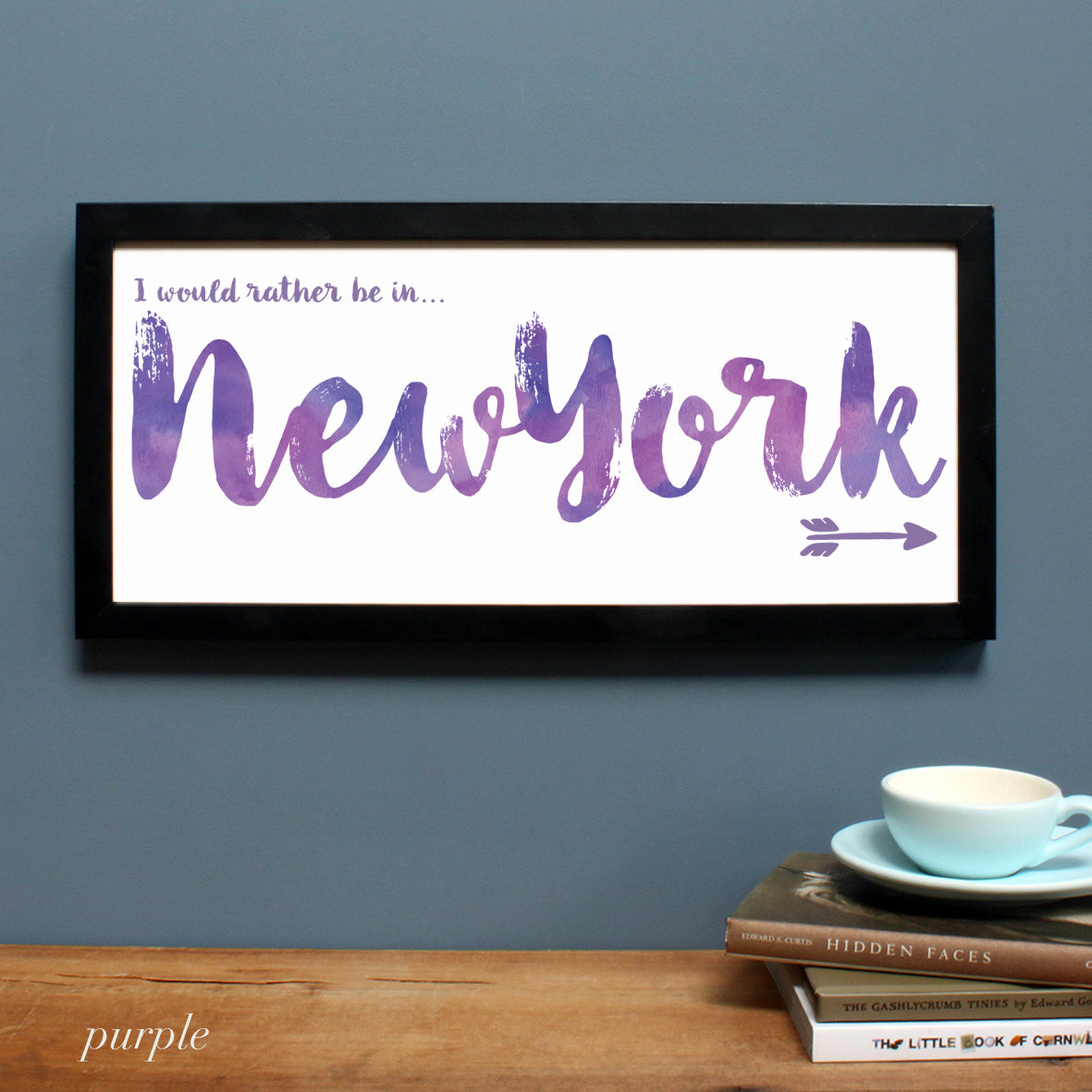 personalised new york print, black frame