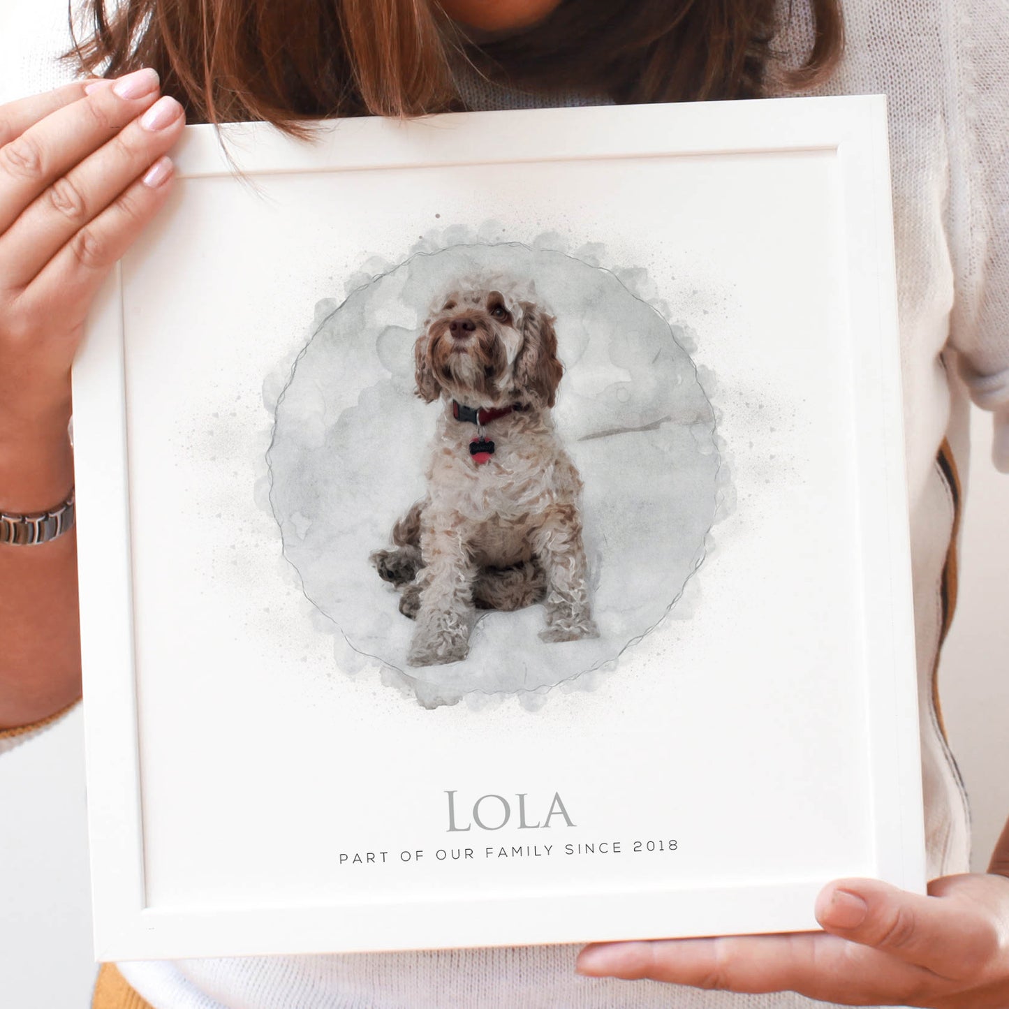 Personalised Dog Watercolour Portrait Framed Print