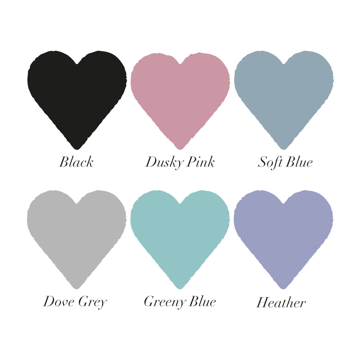 6 colour lettering swatches