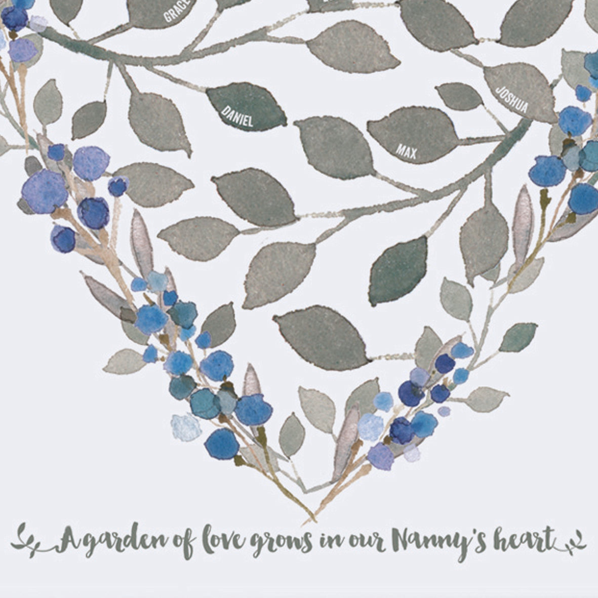 personalised grandmother heart print, close up