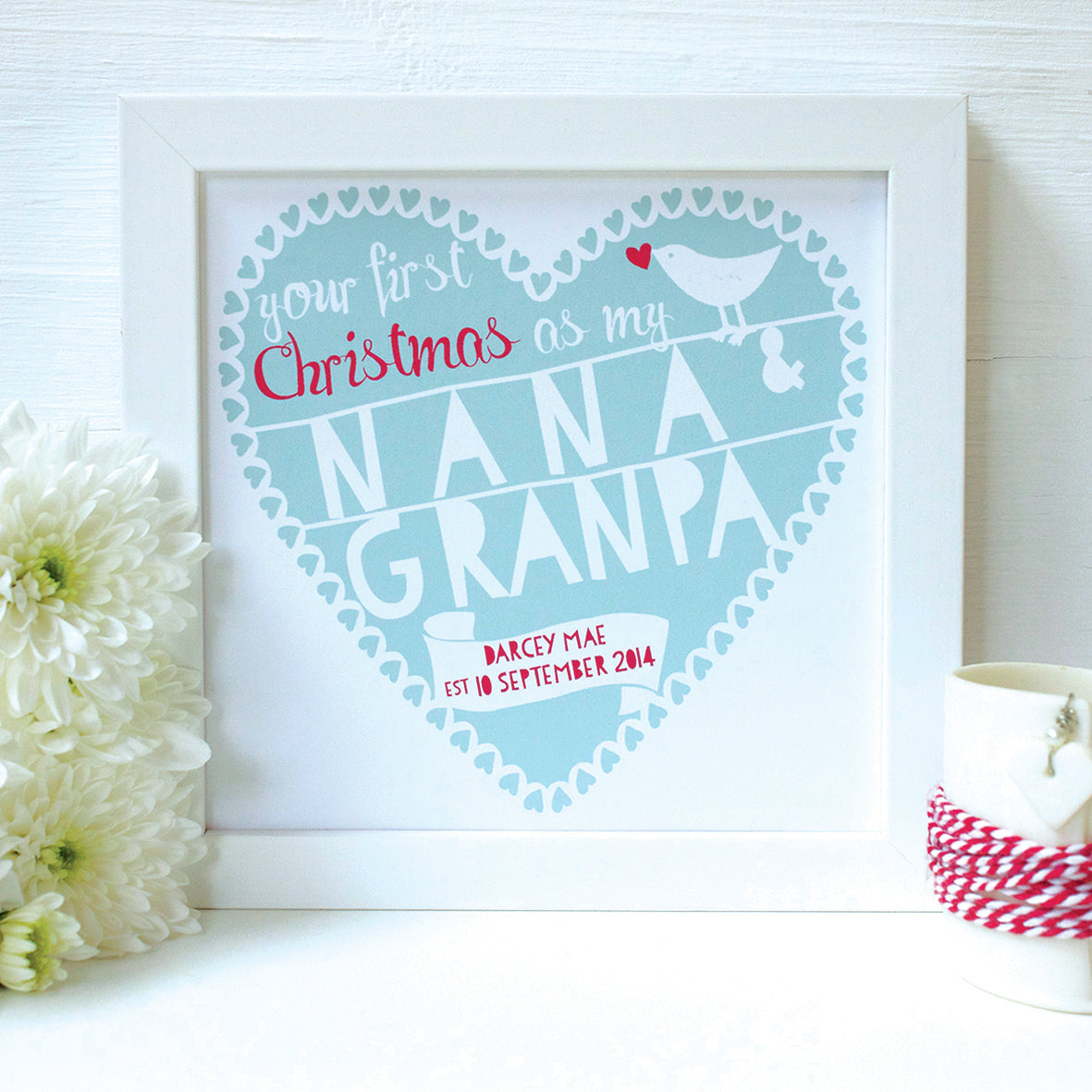 personalised nana and granpa first christmas print
