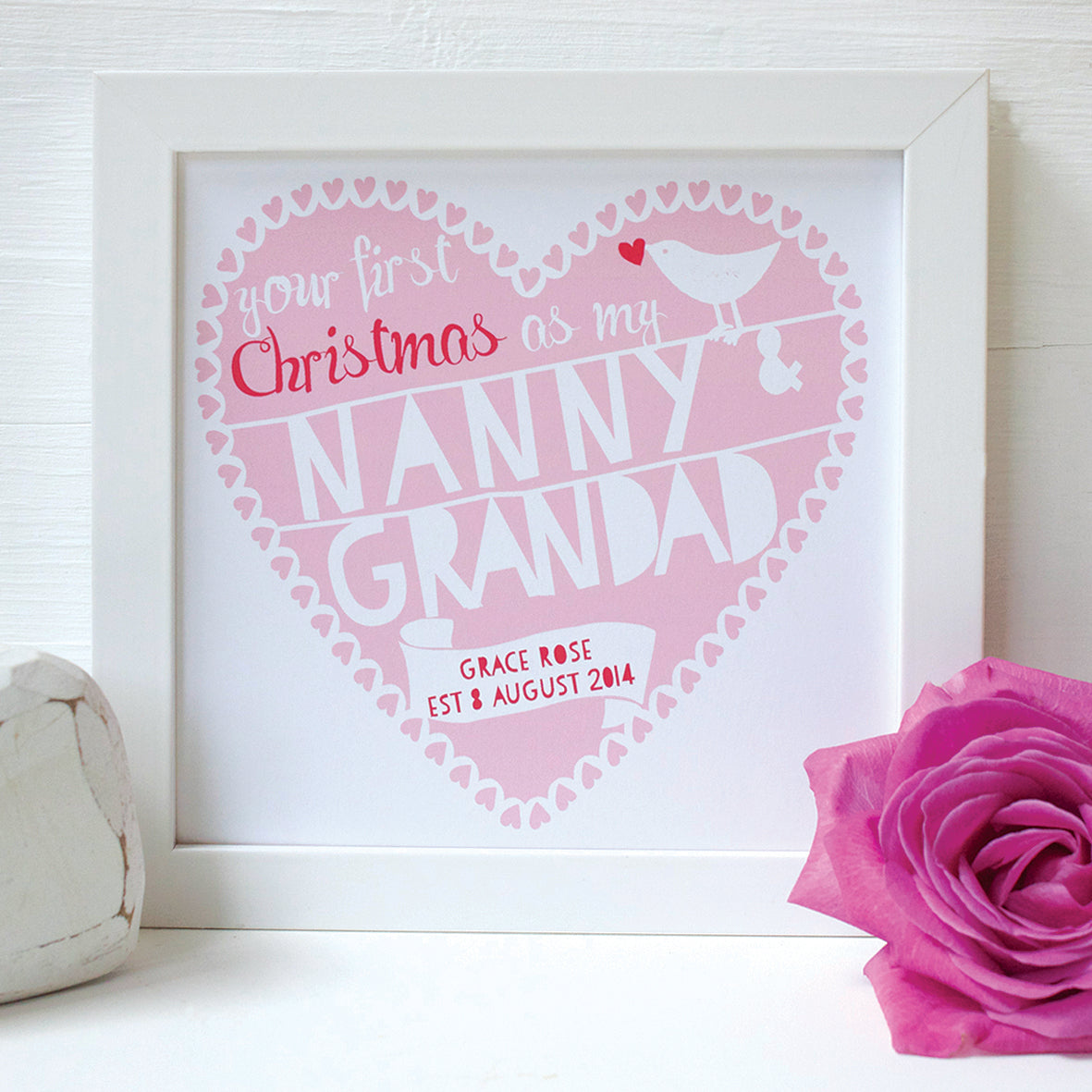 personalised nanny and grandad first christmas print