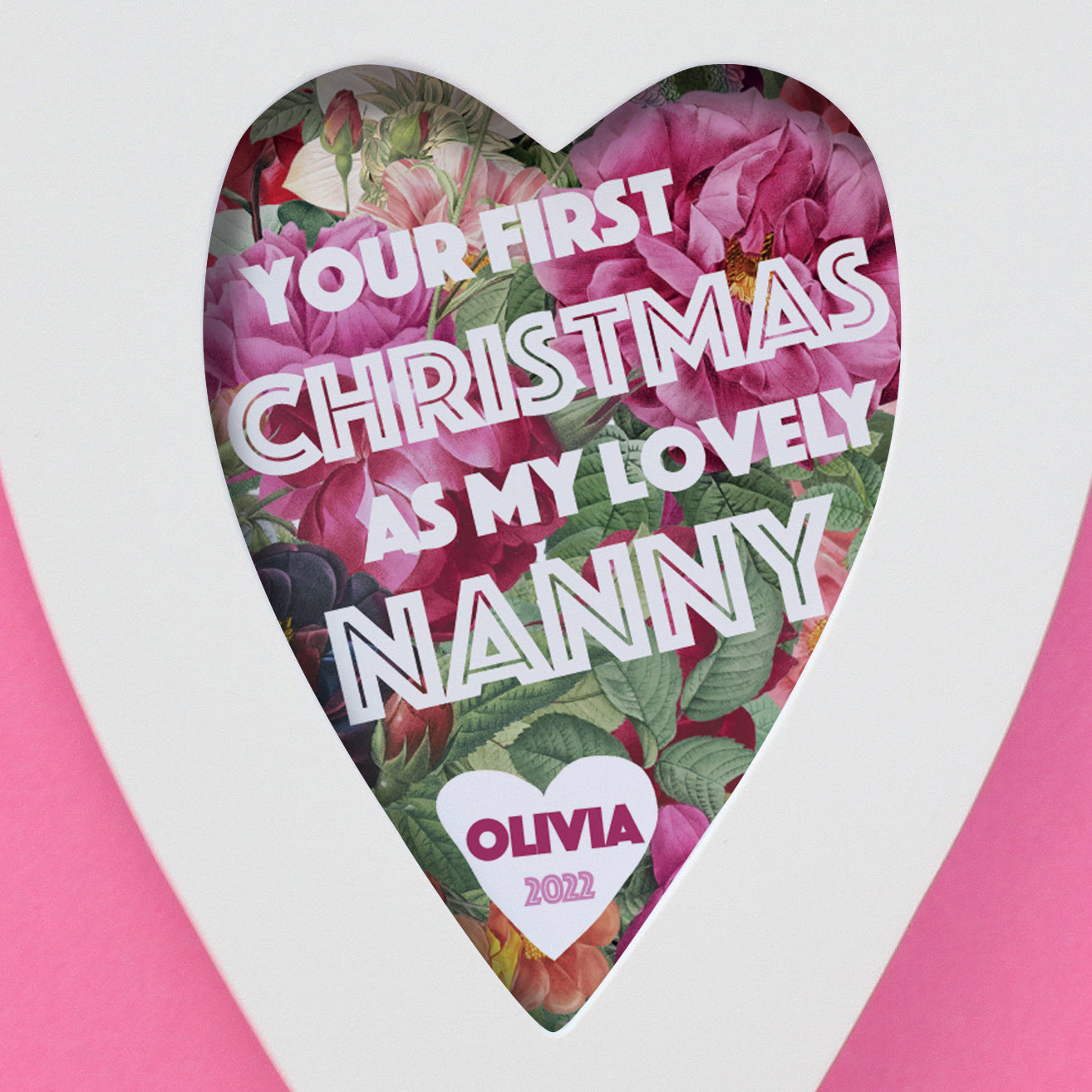 Personalised Nanny First Christmas Heart