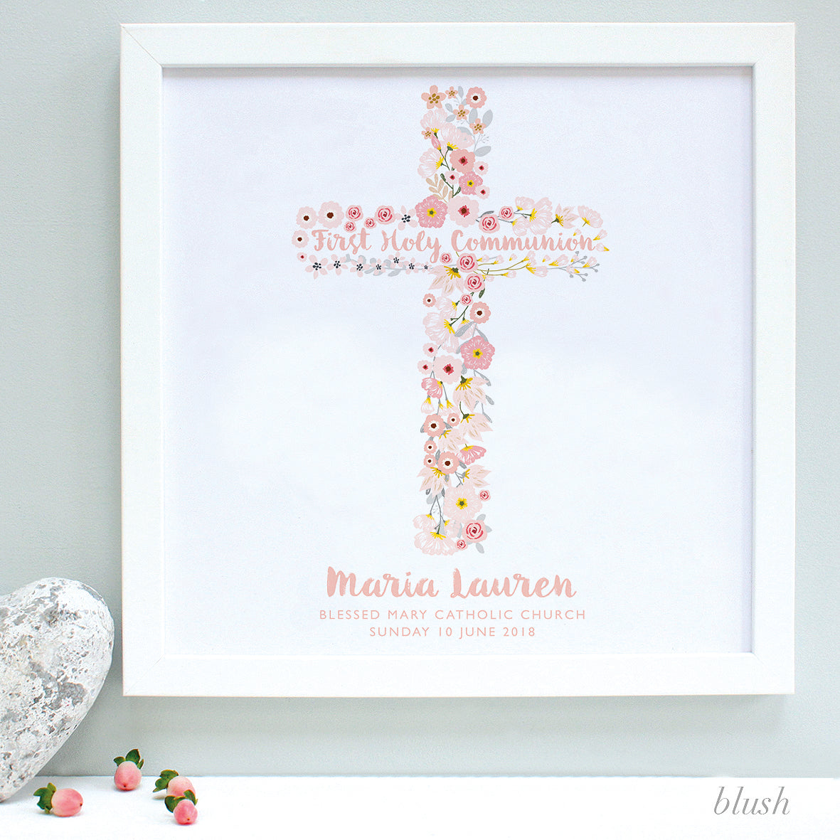 Religion Holy Communion print, white frame