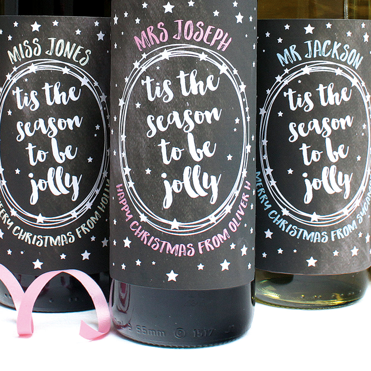 Personalised jolly teacher wine labels