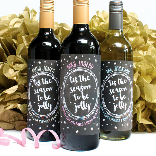 Personalised jolly teacher wine labels