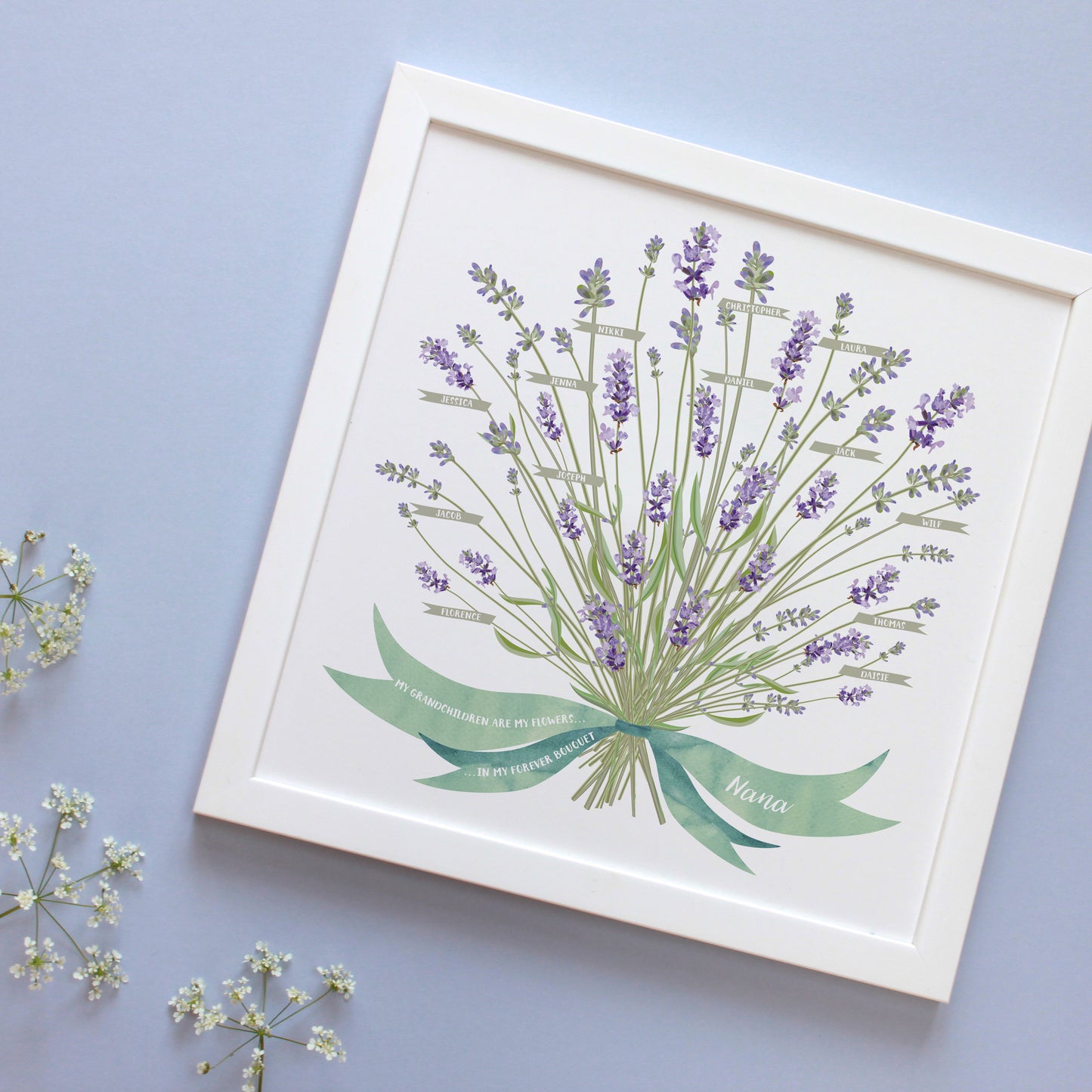 Personalised Lavender Grandparents Framed Print