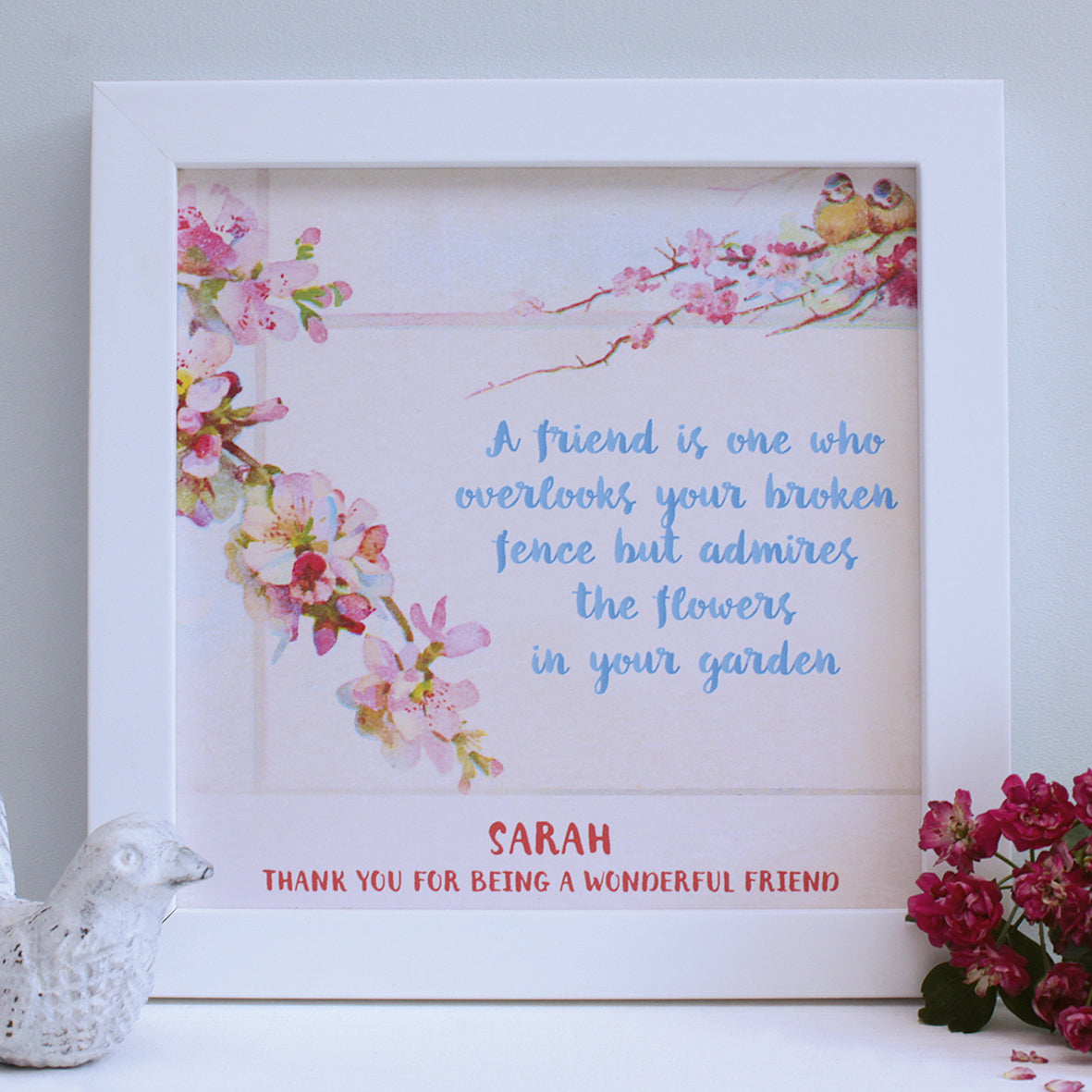 personalised friend little birds quote print