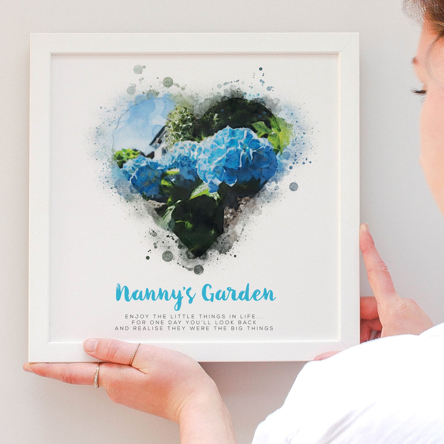 Nanny Garden as a watercolour illustration in a white frame