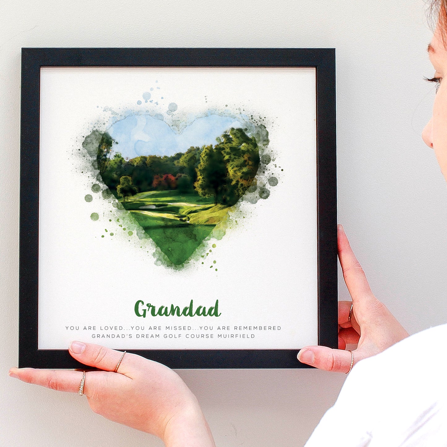 Muirfield Golf Course as an illustration for Grandad's favourite place in a black frame