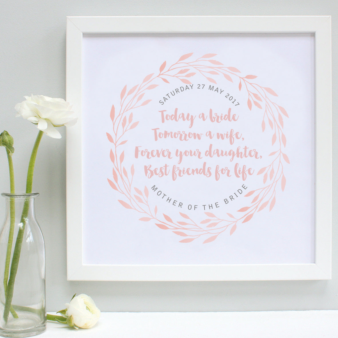 personalised mother of the bride print, blush