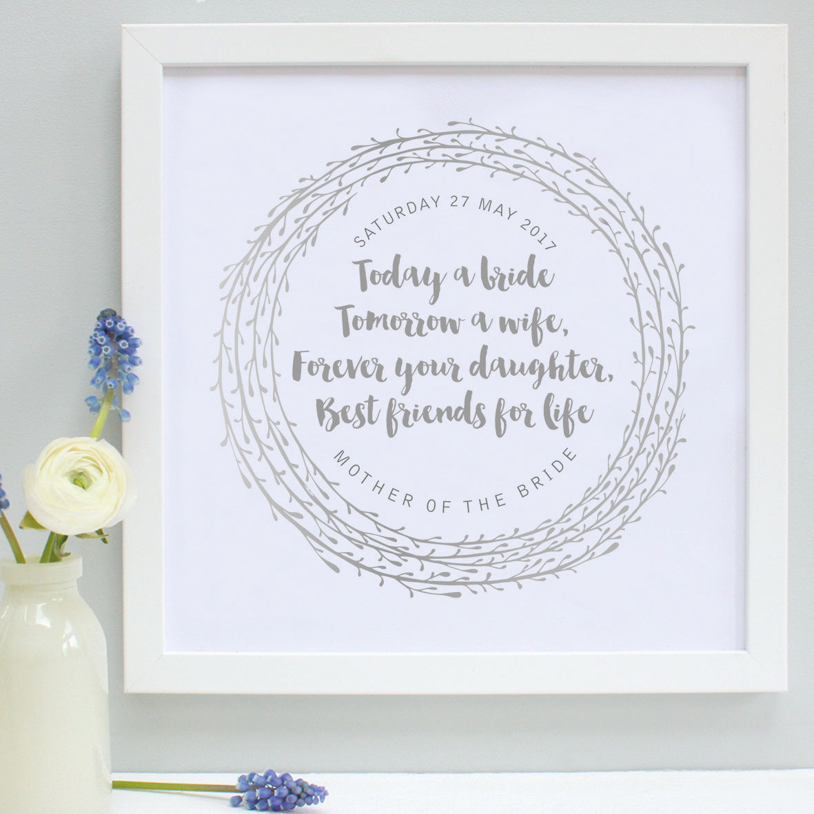 personalised mother of the bride print, dove grey