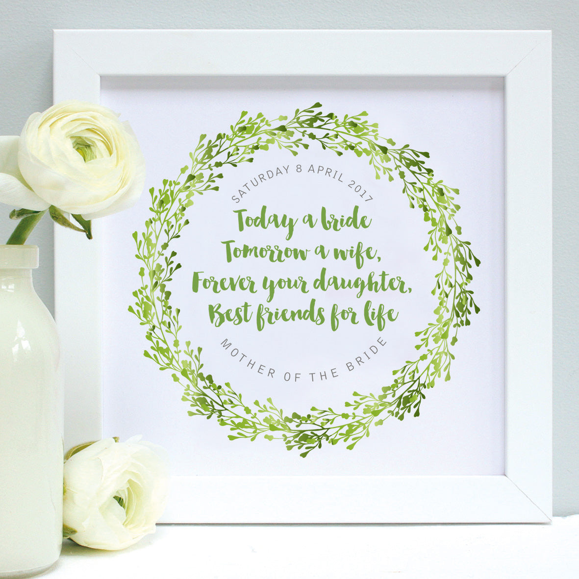 personalised mother of the bride print, greens