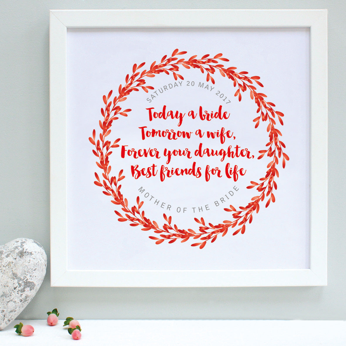 personalised mother of the bride print, reds