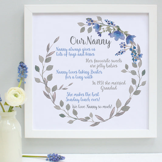 personalised nanny favourite things print