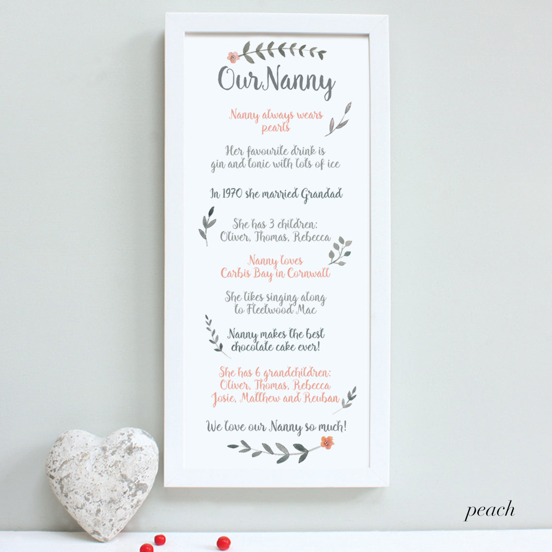 Personalised Our Nanny Framed Print