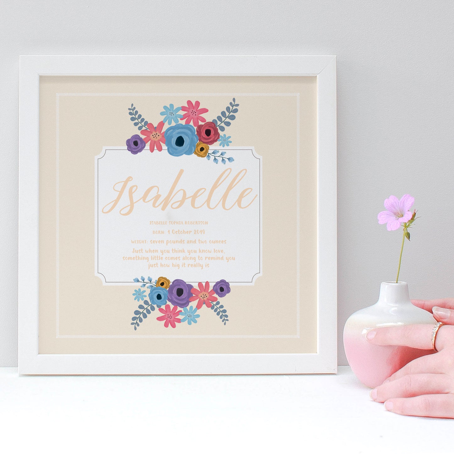 Personalised New Baby Keepsake Framed Print