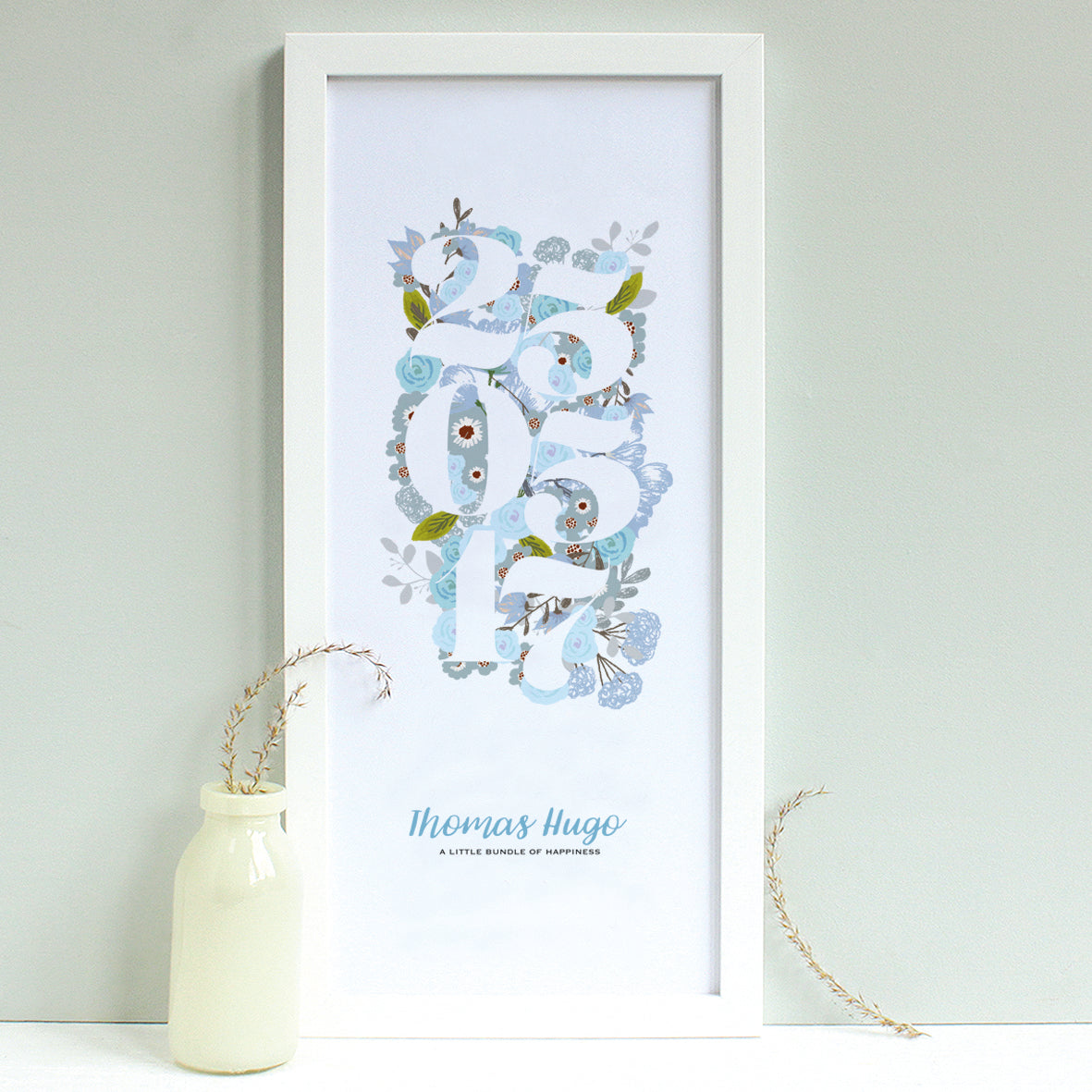 personalised new baby floral print
