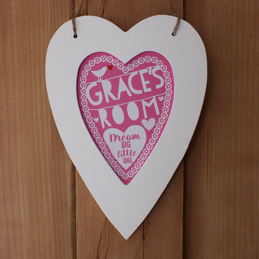 Personalised New Baby Heart Room Sign