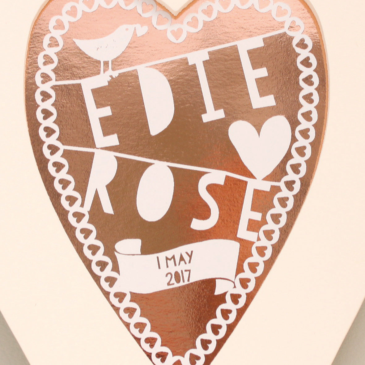 Personalised New Baby Rose Gold Heart