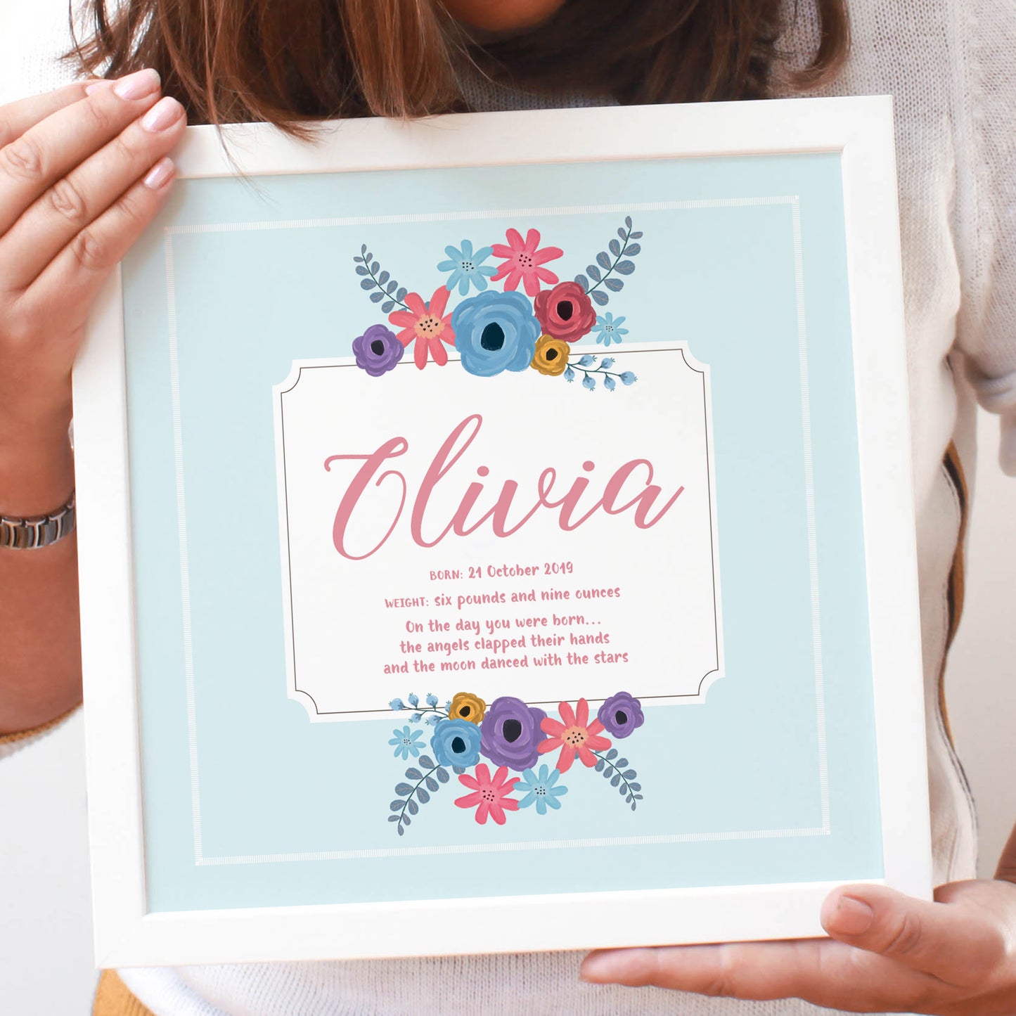 Personalised New Baby Keepsake Framed Print