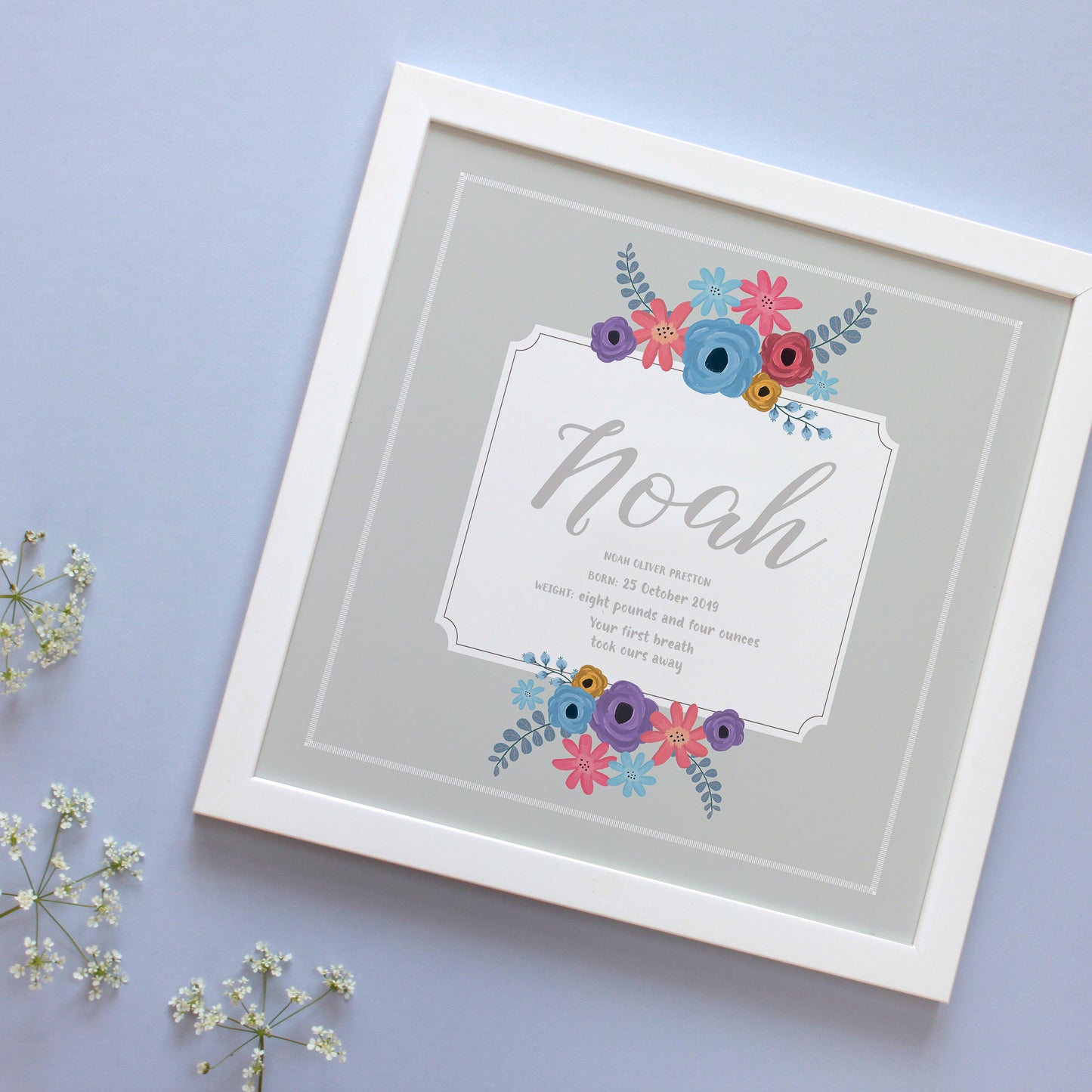 Personalised New Baby Keepsake Framed Print