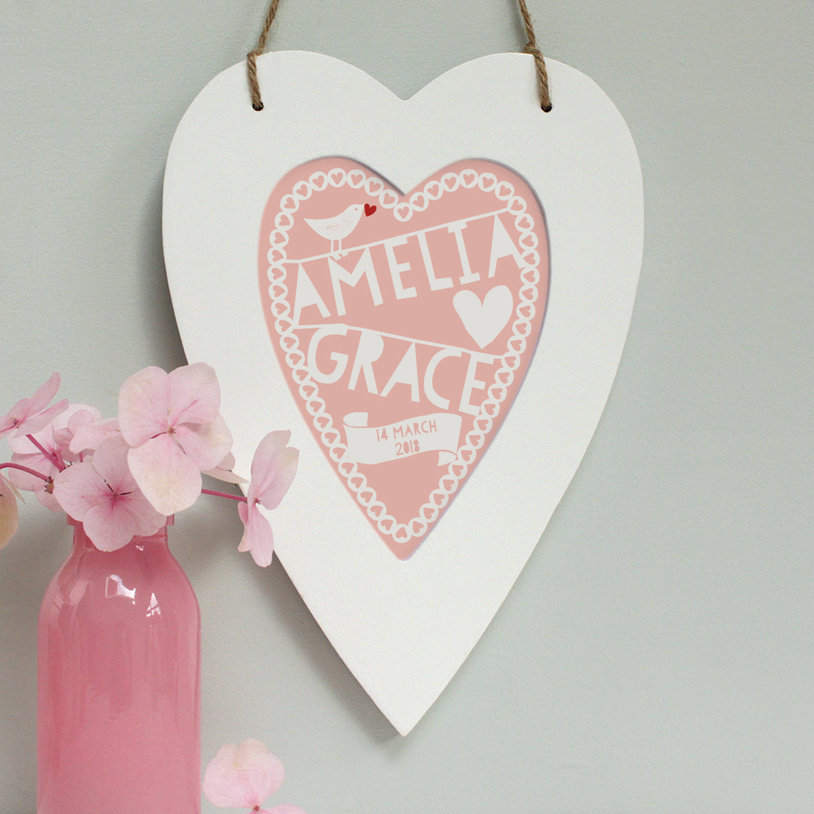 Personalised New Baby Heart Framed Print