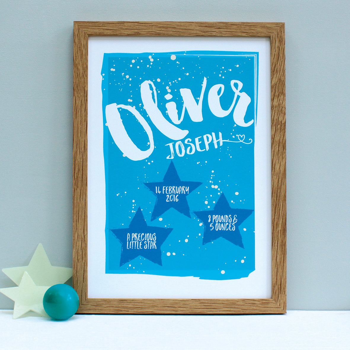 Personalised New Baby Stars Framed Print