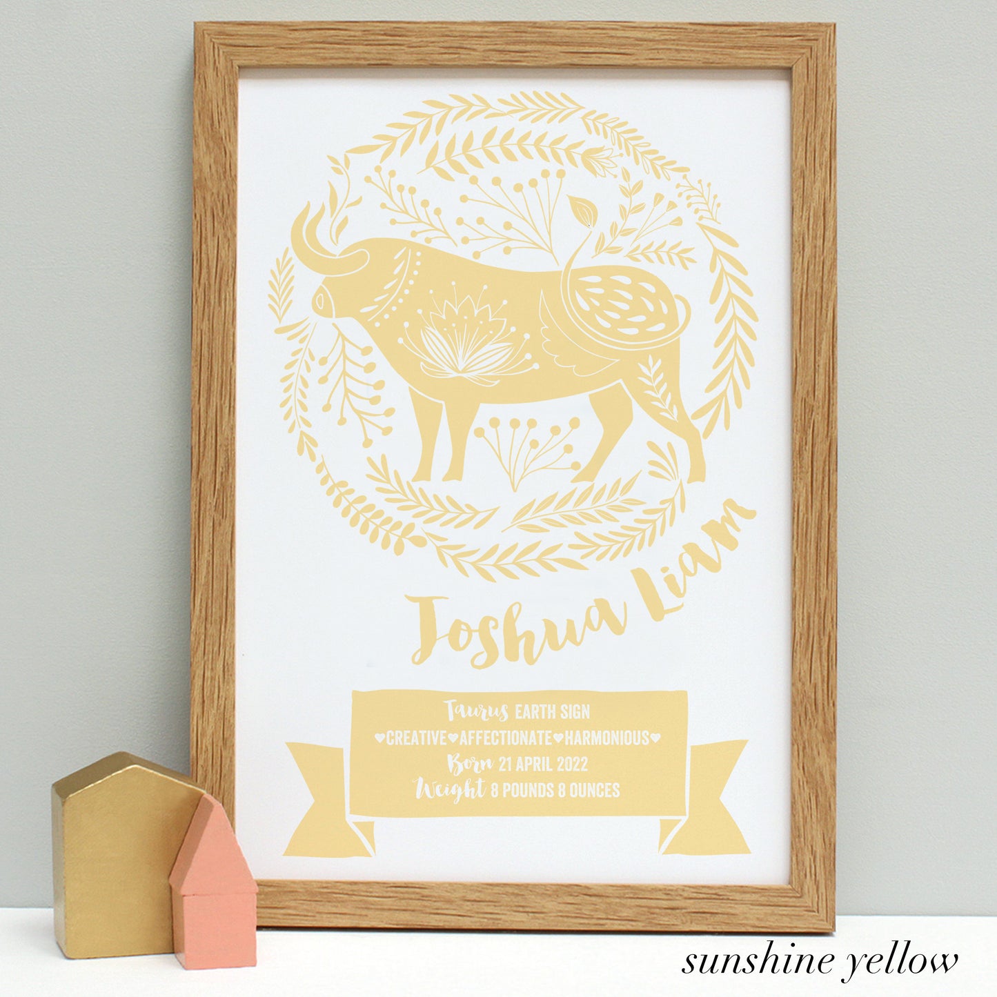 Personalised New Baby Zodiac Framed Print