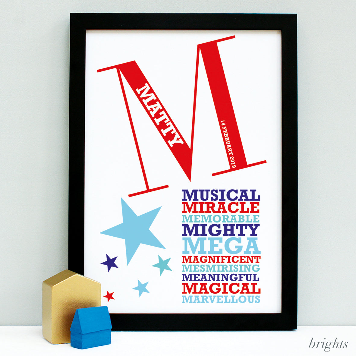 new baby framed print gift bright colours