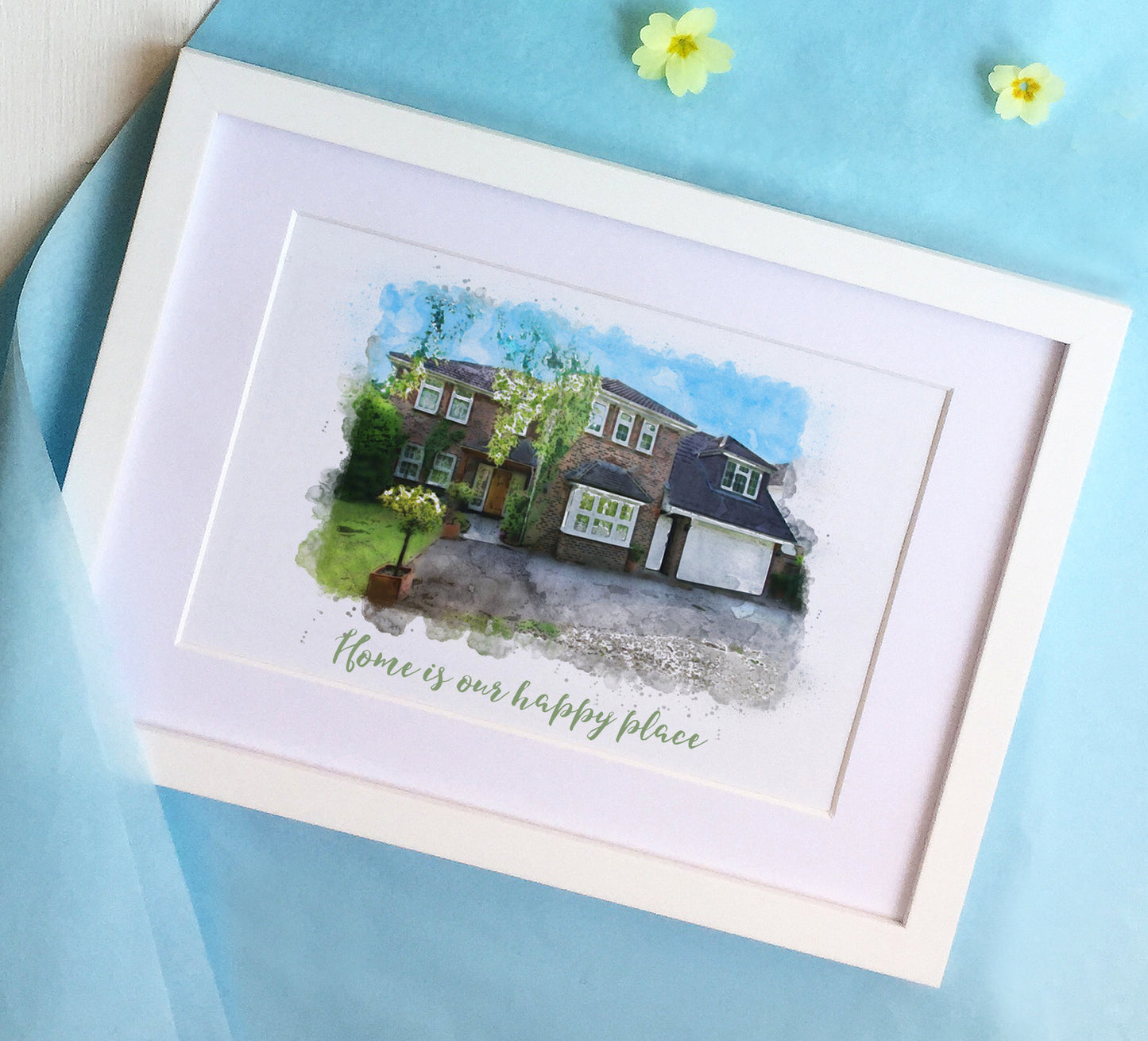 Personalised Watercolour New Home Framed Print