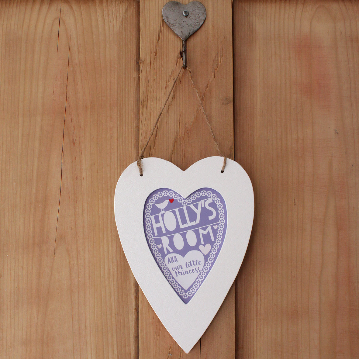personalised grape child's room print, white heart frame