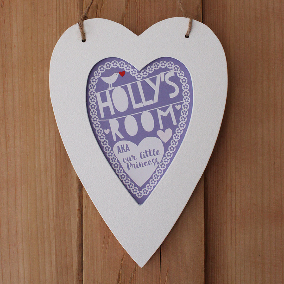 personalised grape child's room print, white heart frame