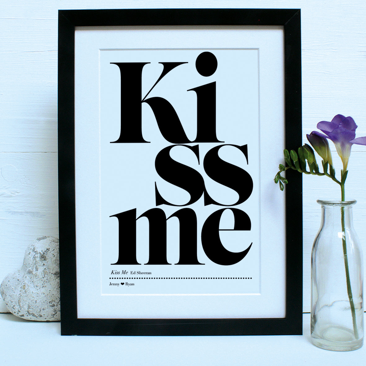 personalised favourite song print, black frame