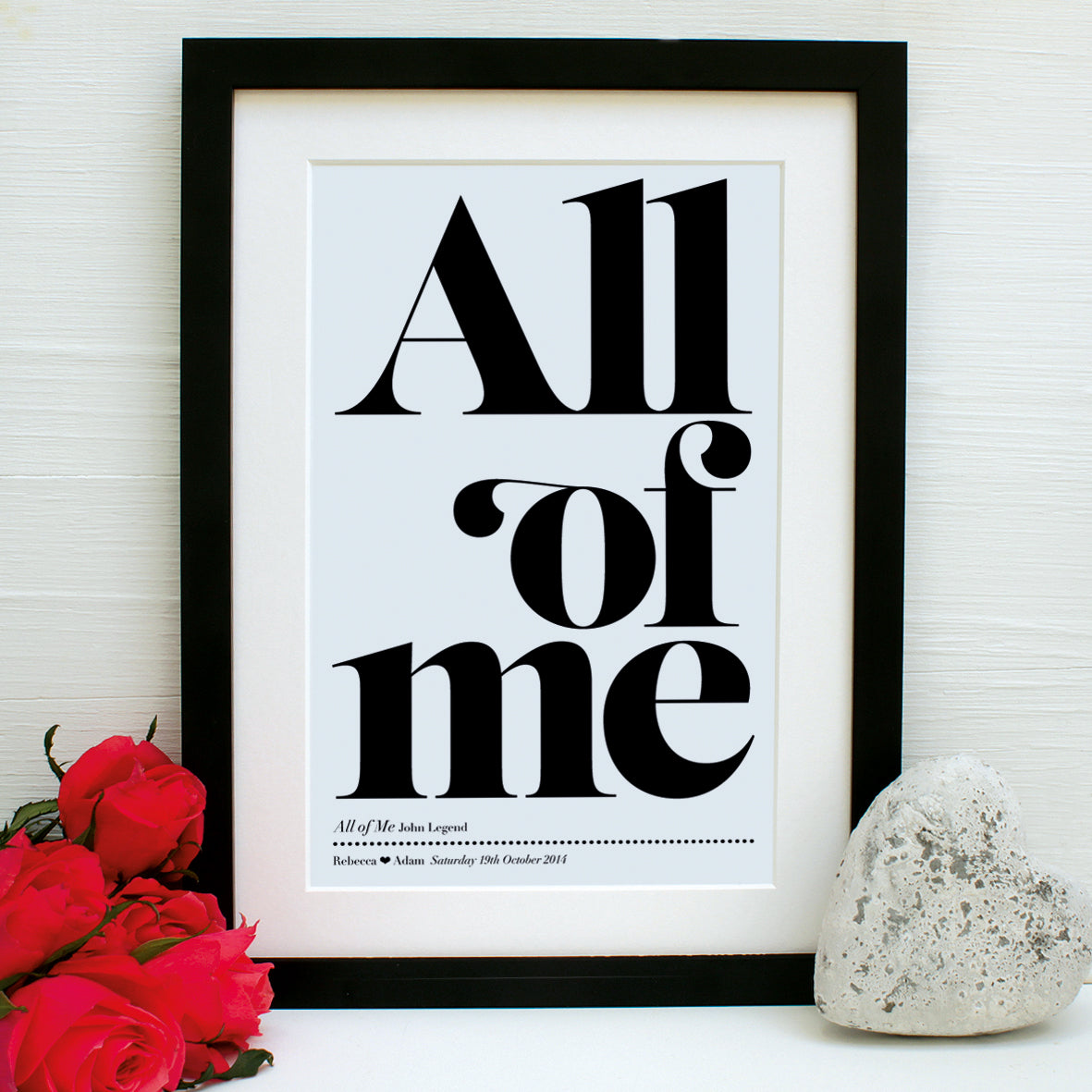 personalised favourite song print, black frame