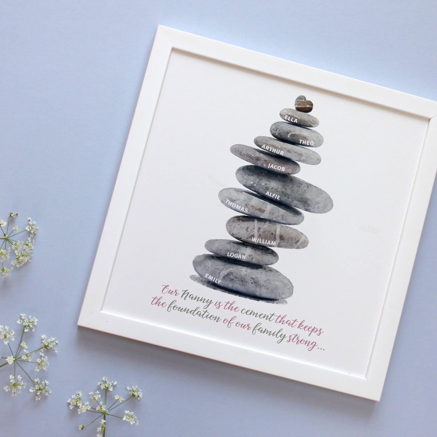 Personalised Pebbles Family Tree Framed Print