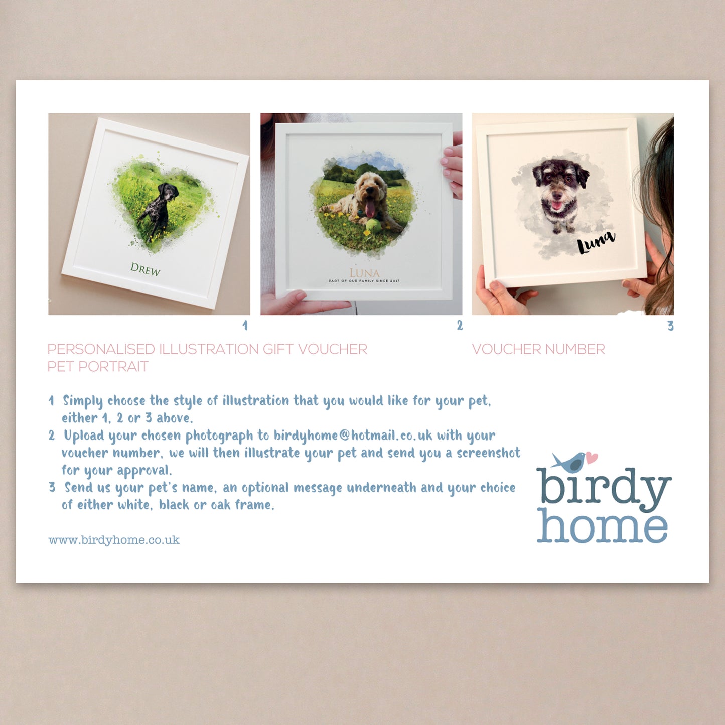 Personalised Watercolour Illustration Gift Voucher