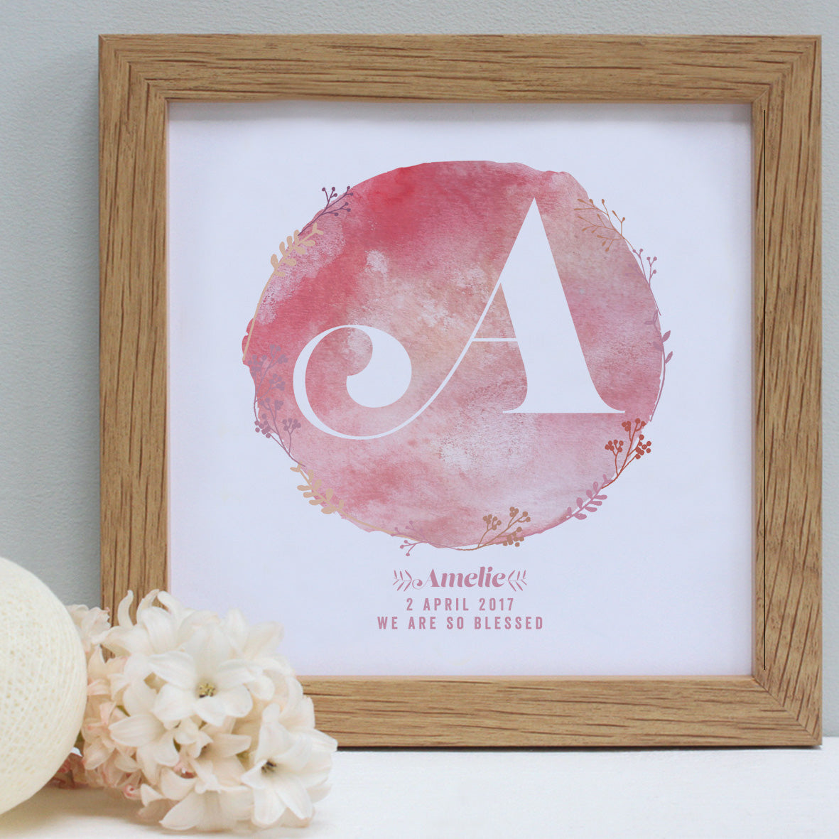 Personalised New Baby Watercolour Framed Print