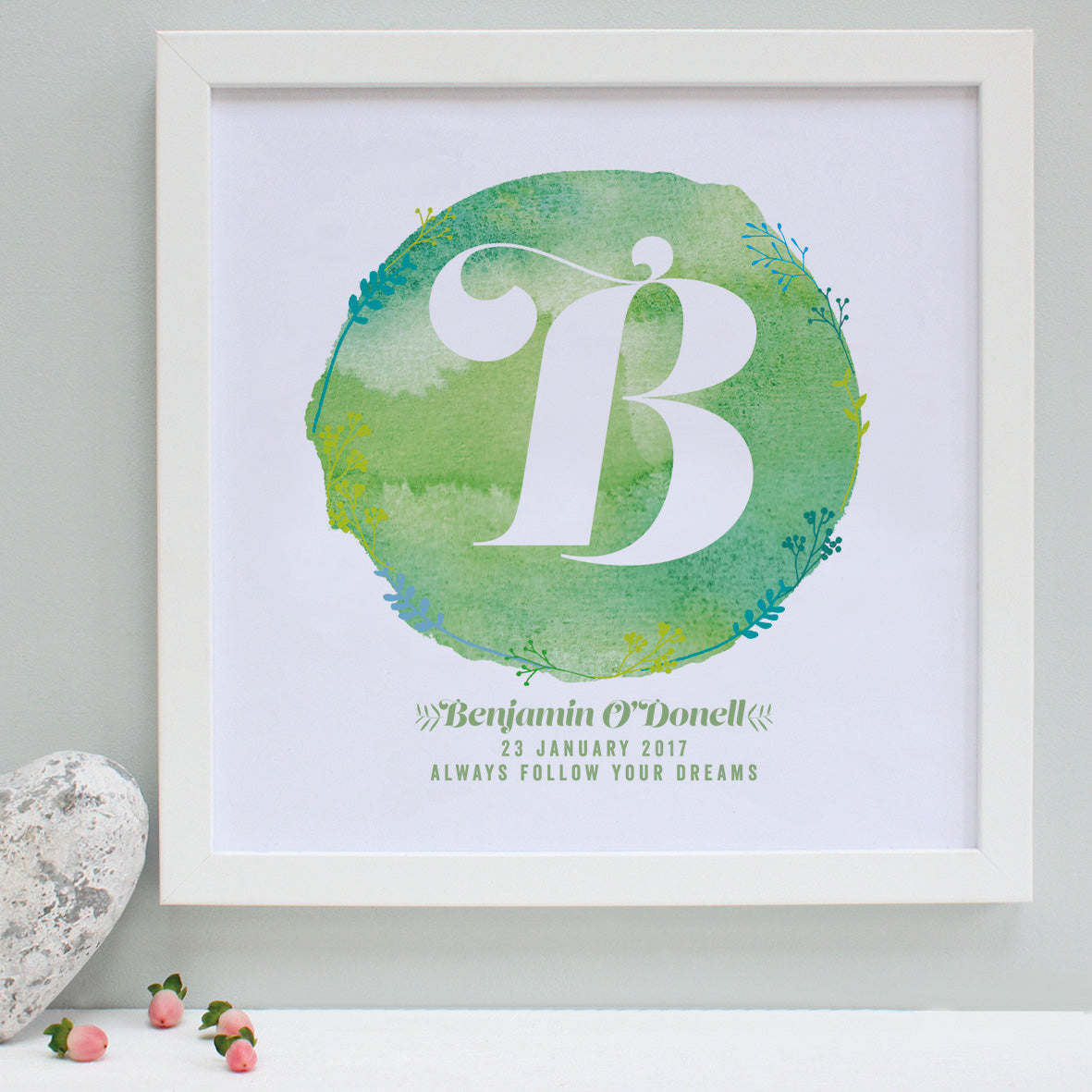 Personalised New Baby Watercolour Framed Print