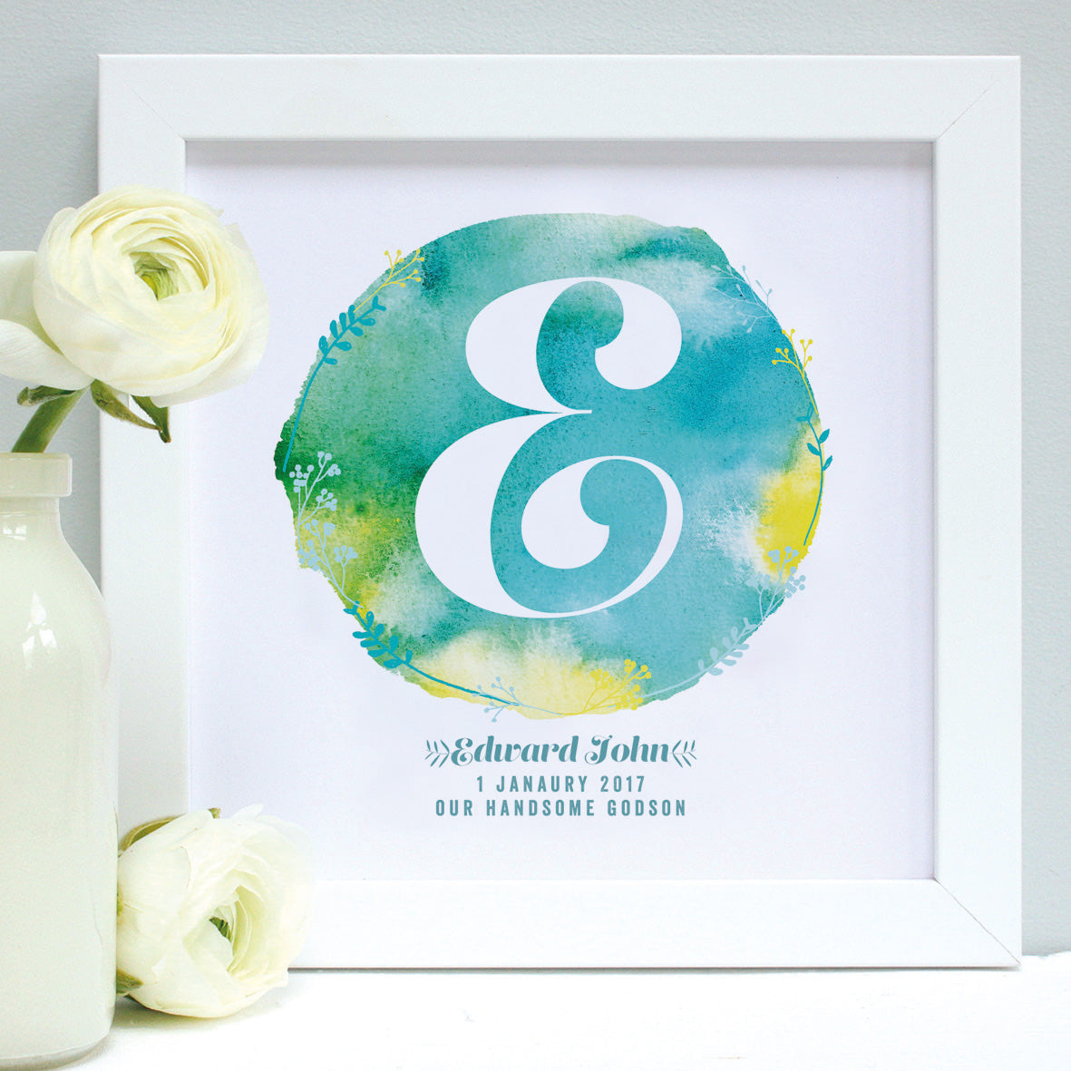 Personalised New Baby Watercolour Framed Print