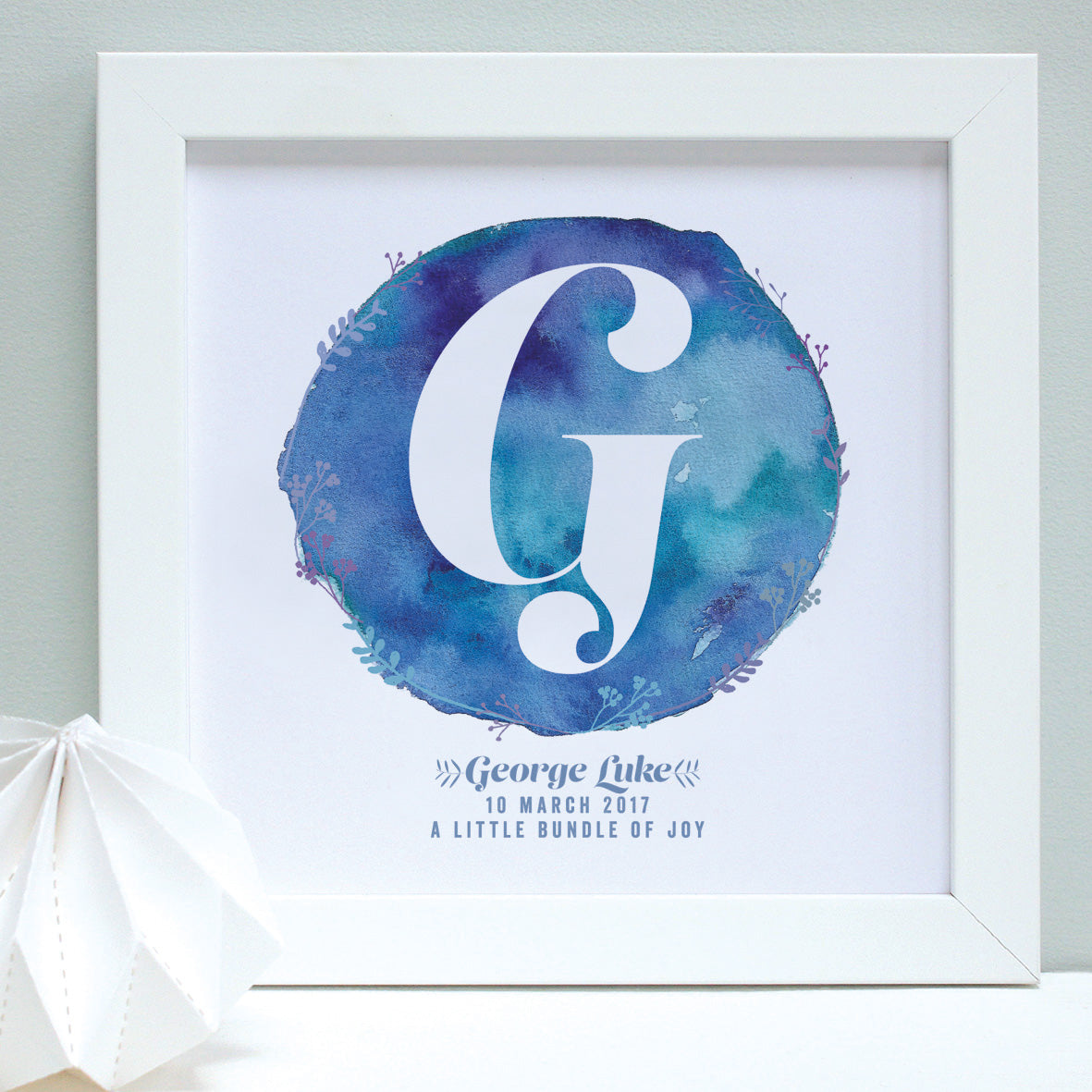 Personalised New Baby Watercolour Framed Print